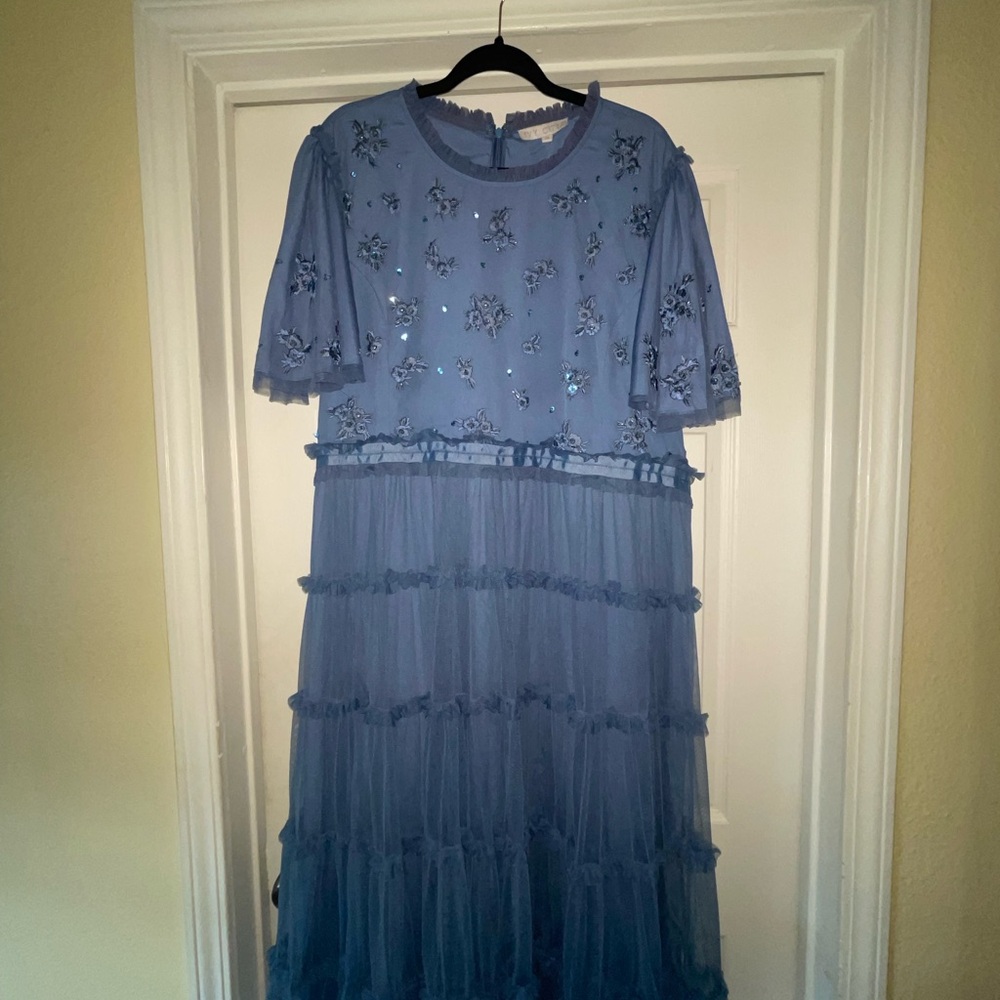 Ivy City Co Dusty Blue Embroidered Maxi Dress - Picture 6 of 6